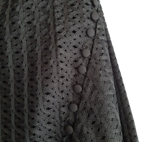 C/MEO / Collective Silver Bells Woven Texture Midi Length Skirt Black Sz M - Picture 7 of 16